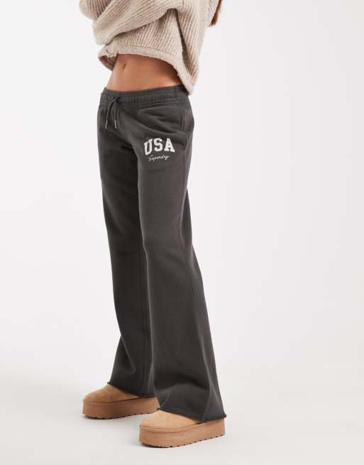 Superdry Athletic essentials low rise flare joggers in charcoal ASOS