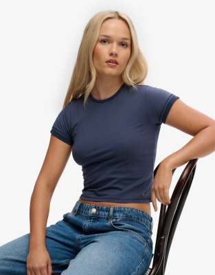 Superdry - Athletic Essentials - Mehrlagiges Oberteil in Marineblau-Navy