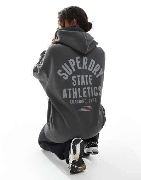 Superdry – Athletic Essentials – Oversize-Kapuzenjacke in Anthrazit - view 1