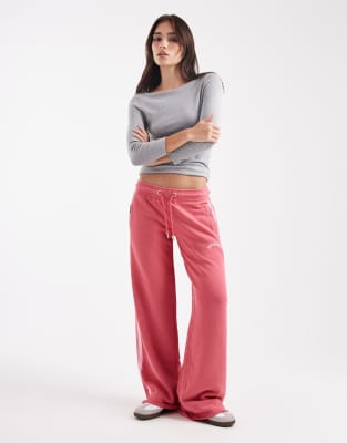 Athletic Essentials - Pantalon de jogging droit à logo - Rouge baie 40