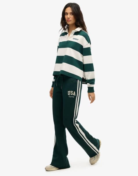 Superdry - Athletic Essentials - Pantalon de jogging évasé à liserés - Vert sapin foncé - view 1