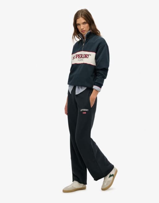 Superdry - Athletic Essentials - Pantalon de jogging large - Bleu marine éclipse