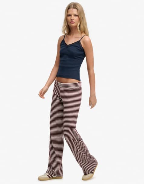 Superdry - Athletic Essentials - Pantalon en jersey à rayures - Rouge port/gris chiné - view 1
