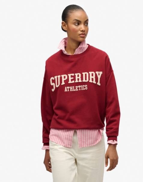 Superdry Athletic essentials relaxed applique sweatshirt in bordeaux red - view 1