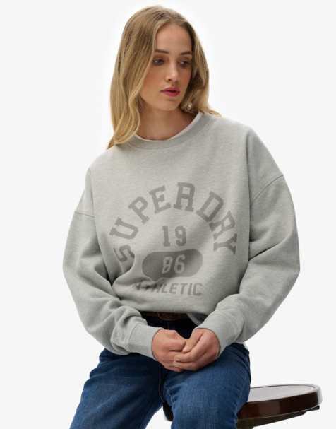 Superdry Athletic essentials relaxed crew sweatshirt in grey marl - view 1