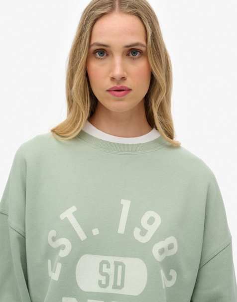 Superdry Athletic essentials relaxed crew sweatshirt in light jade green - view 1