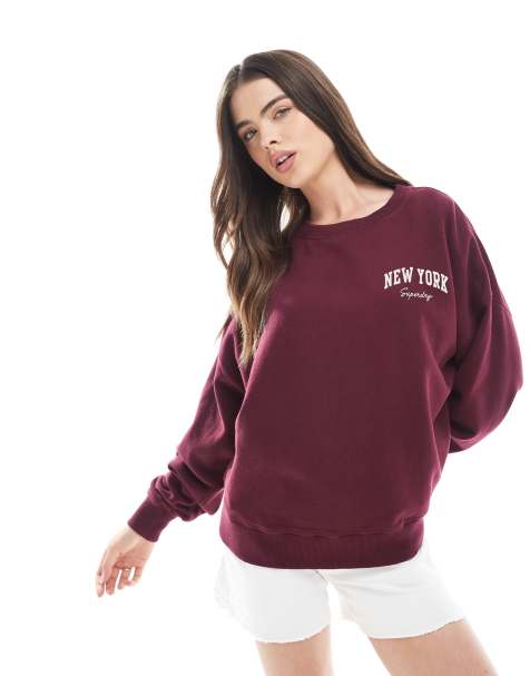 Superdry Athletic essentials relaxed crew sweatshirt in port red - view 1