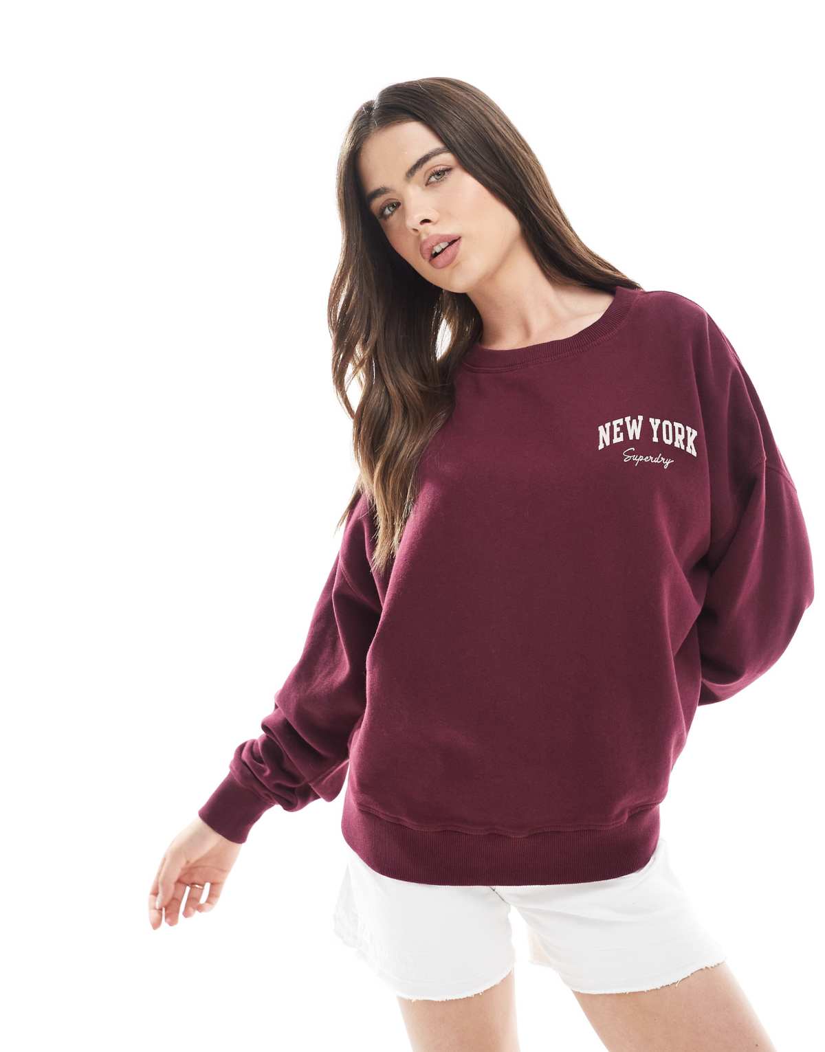 Superdry Athletic essentials relaxed crew sweatshirt in port red