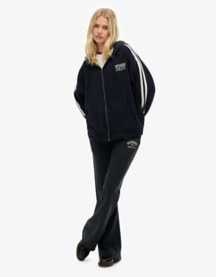 Superdry - Athletic Essentials - Relaxed-Fit-Kapuzenpullover in Eclipse-Marineblau mit Reißverschluss