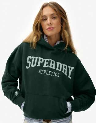 Superdry - Athletic Essentials - Relaxed-Fit-Kapuzenpullover in Emaille-Grün