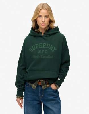 Superdry - Athletic Essentials - Relaxed-Fit-Kapuzenpullover in Emaille-Grün