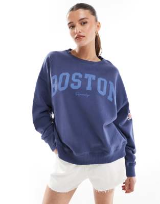 Superdry - Athletic Essentials - Relaxed-Fit-Sweatshirt in Marineblau mit Rundhalsausschnitt