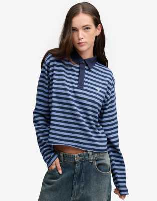 Superdry Damen Bleu Polo-Shirt, Langarm, Athletic Essentials - Bild 2