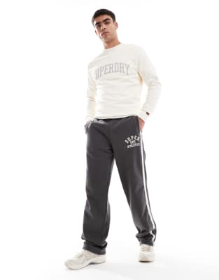 Superdry Athletic essentials straight joggers in charcoal - view 1