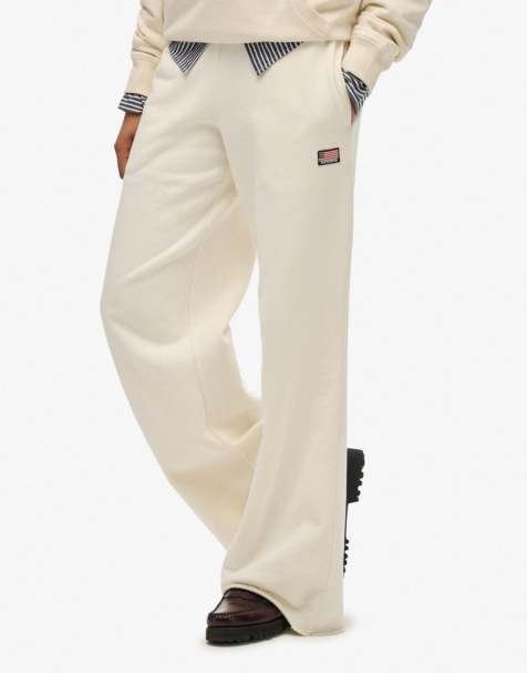 Superdry Athletic essentials straight leg joggers in desert bone off white - view 1
