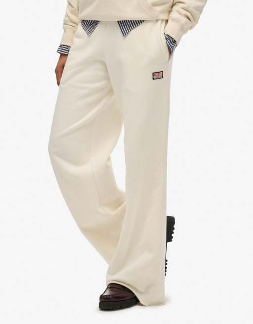 Superdry Athletic essentials straight leg joggers in desert bone off white