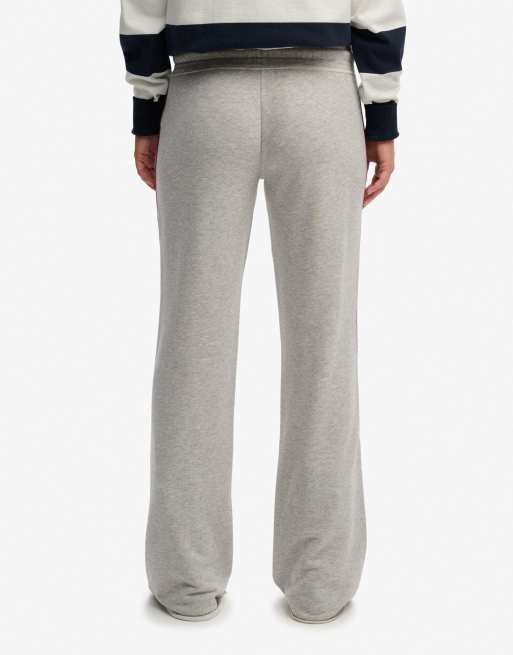 Superdry Athletic essentials stripe flare joggers in grey marl, 3 of 7