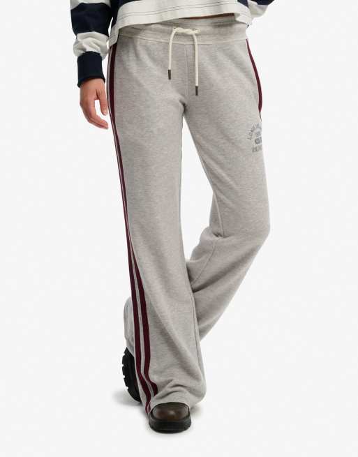 Superdry Athletic essentials stripe flare joggers in grey marl, 4 of 7