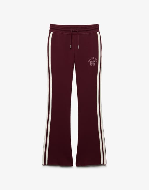 Superdry Athletic essentials stripe flare joggers in port red, 6 of 6