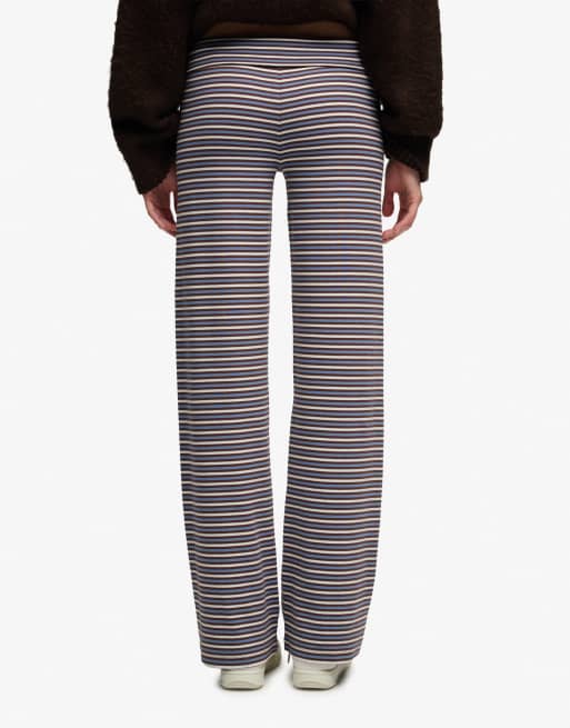 Superdry Athletic essentials stripe jersey trousers in chestnut brown/blue stripe, 3 of 6
