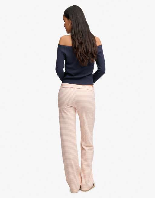 Superdry Athletic essentials stripe jersey trousers in rose blush pink stripe, 3 of 5