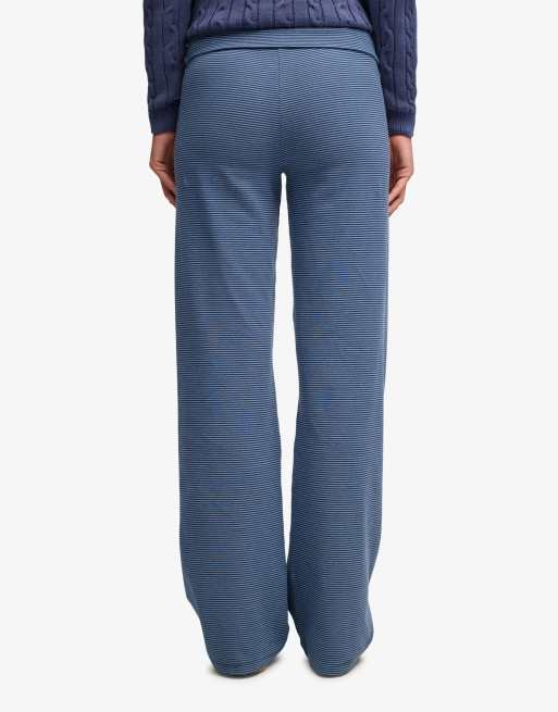 Superdry Athletic essentials stripe jersey trousers in standard navy/blue stripe, 3 of 6