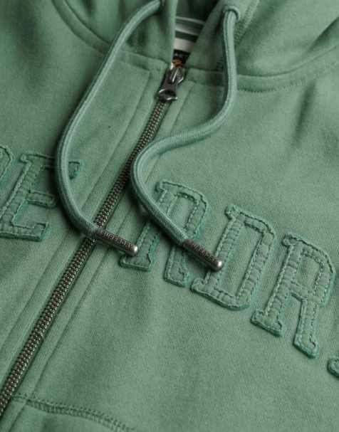 Superdry - Athletic Essentials - Sweat à capuche court ton sur ton à fermeture éclair - Vert - view 1