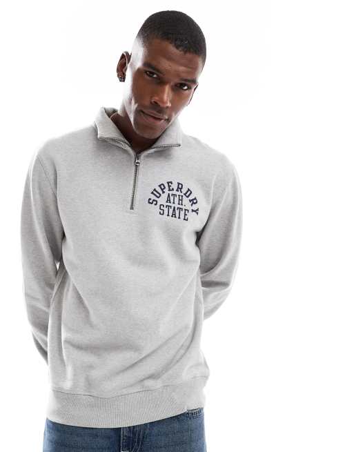 Superdry - Athletic Essentials - Sweat à col zippé - Gris chiné