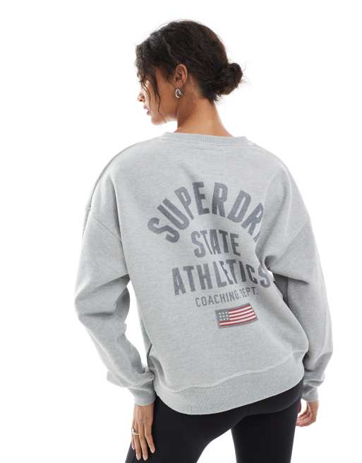 Superdry - Athletic Essentials - Sweat décontracté imprimé - Gris chiné