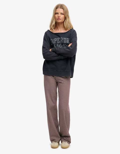 Superdry - Athletic Essentials - Sweat ras de cou à encolure Bardot - Bleu marine éclipse, 4 de 4