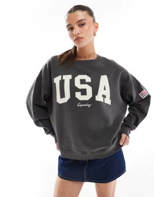 Superdry - Athletic Essentials - Sweat ras du cou décontracté - Anthracite - view 1