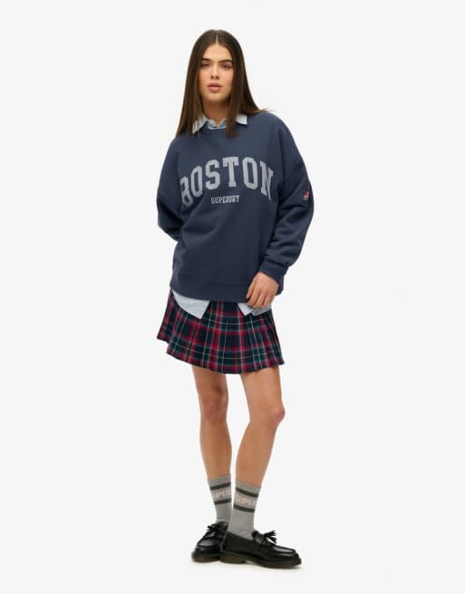 Superdry - Athletic Essentials - Sweat-shirt ras de cou oversize - Bleu marine éclipse