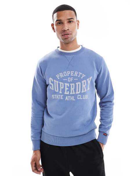 Superdry – Athletic Essentials – Sweatshirt in Moonlight-Blau mit Rundhalsausschnitt - view 1