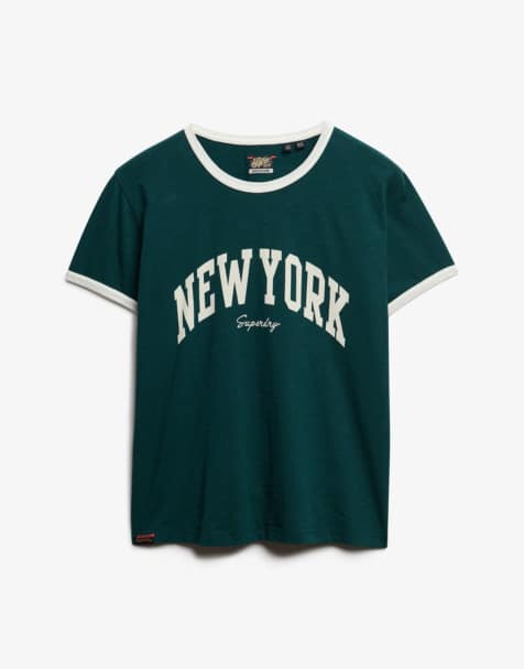 Superdry - Athletic Essentials - T-shirt ajusté à bordures contrastantes - Vert sapin foncé - view 1
