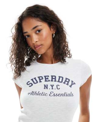 Superdry – Athletic Essentials – T-Shirt in eisgrau meliert mit leichter Struktur - view 1