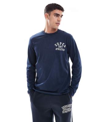 Superdry - Athletic Essentials - Top à manches longues - Bleu marine nautique