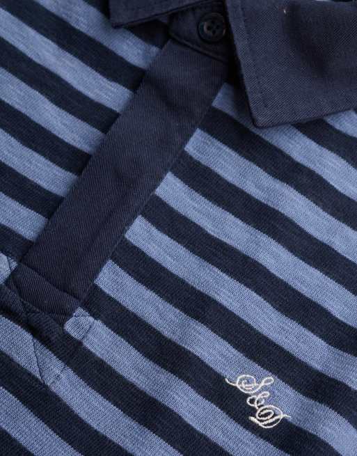 Superdry Athletic essentials top de rugby court en maille slub bleu tidal/bleu marine standard, 5 de 6
