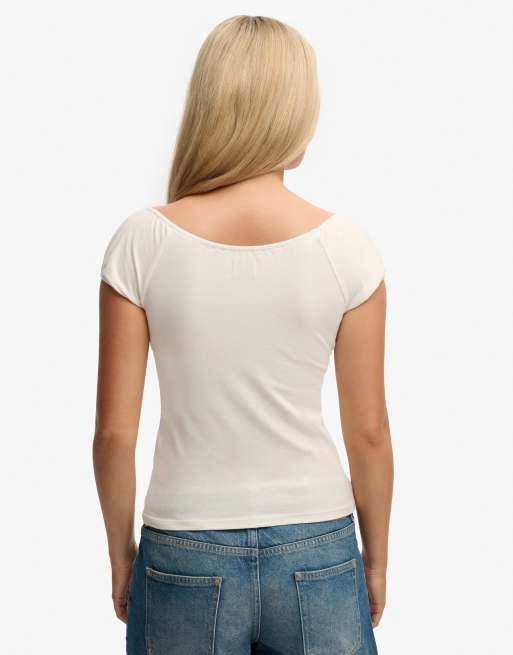 Superdry - Athletic Essentials - Top froncé - Blanc cassé, 2 de 6