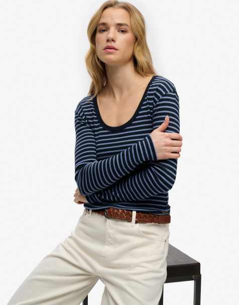 Superdry - Athletic Essentials - Top manches longues à rayures - Bleu marine éclipse - view 1