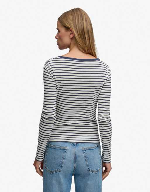 Superdry - Athletic Essentials - Top manches longues à rayures - Bleu marine, 2 de 6