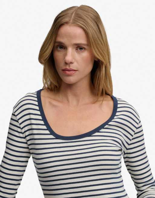 Superdry - Athletic Essentials - Top manches longues à rayures - Bleu marine, 3 de 6