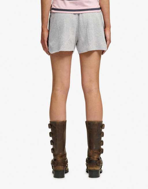 Superdry Athletic essentials waffle retro shorts in glacier grey marl, 3 of 7