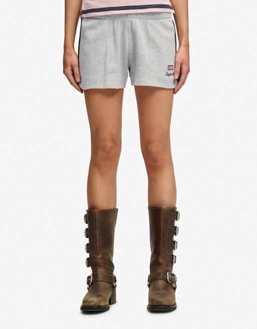 Superdry Athletic essentials waffle retro shorts in glacier grey marl, 4 of 7