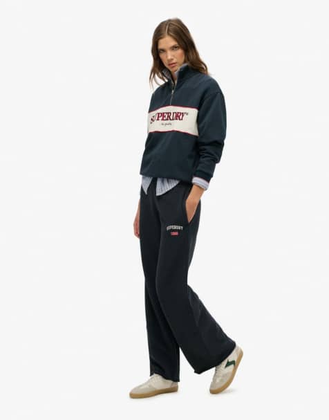 Superdry Athletic essentials wide leg joggers in eclipse navy - view 1
