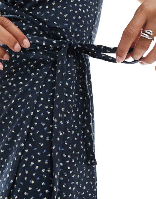 Superdry Athletic essentials wrap dress in navy petal dp ASOS