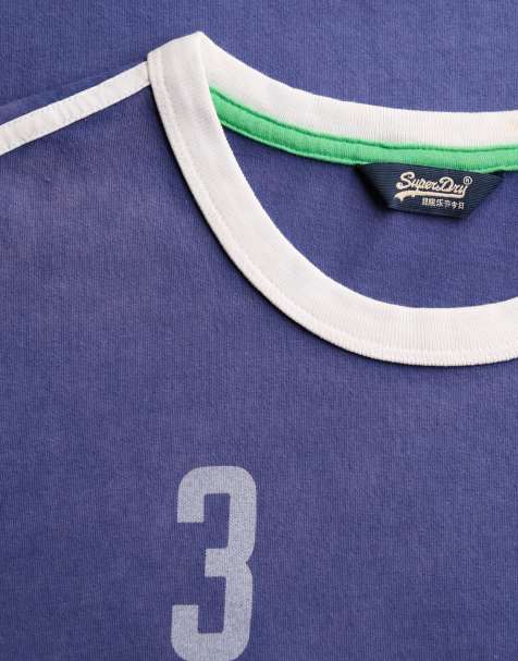 Superdry Athletic football stripe t-shirt in italia blue - view 1