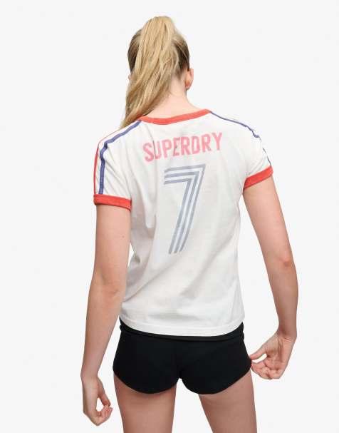 Superdry – Athletic Football – T-Shirt in Weiß mit „England“-Grafik und Streifen - view 1