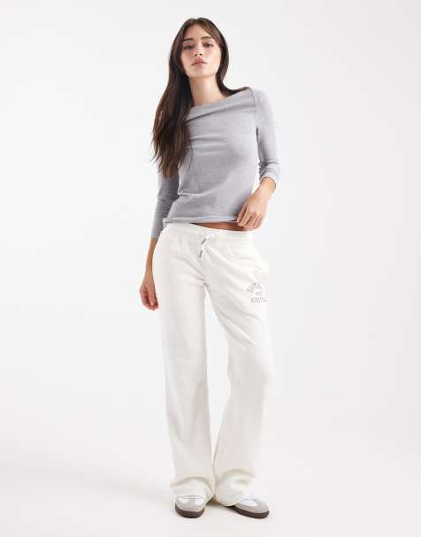 Superdry Athletic print flare joggers in desert bone off white - view 1