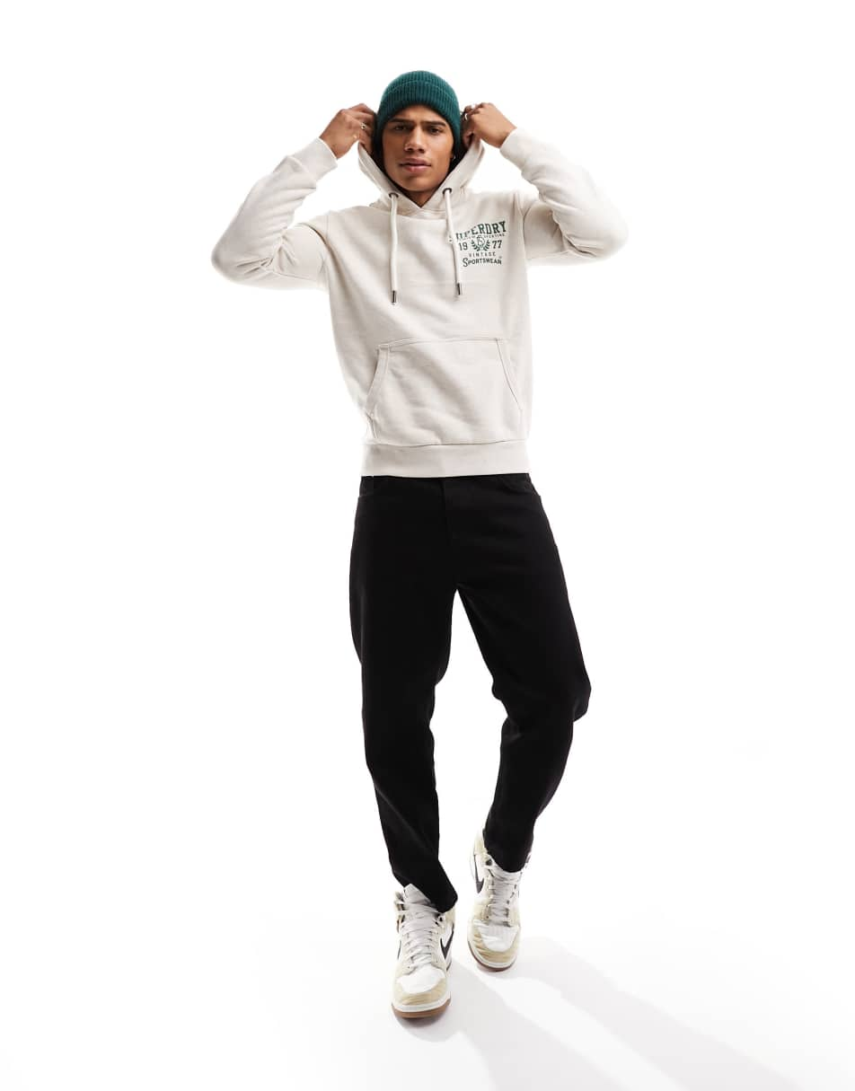 Superdry Athletic Script Flock Hood - Hoodies 