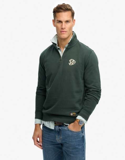 Superdry Athletic sd co half zip sweatshirt in eagle green